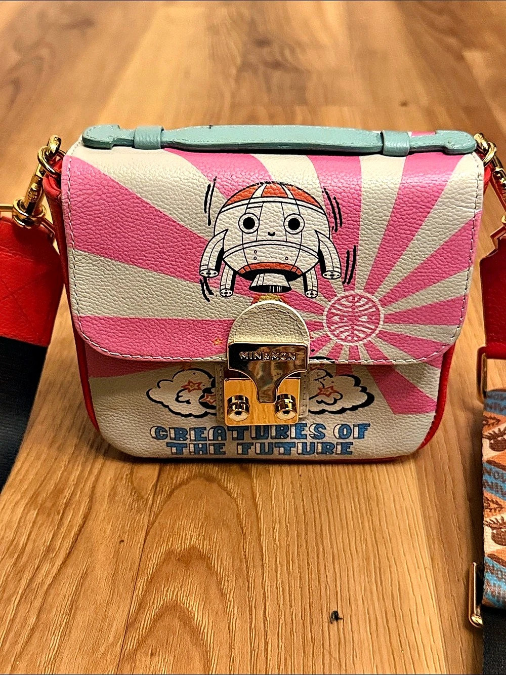 Min & Mon Vali Crossbody Handbag - Creatures of the Future Pink & Red